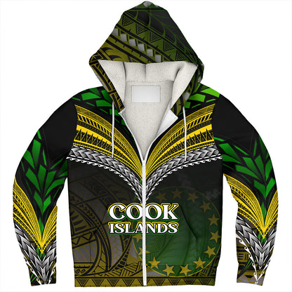 Cook Islands Sherpa Hoodie Flag Color With Traditional Patterns