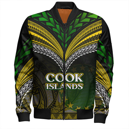 Cook Islands Bomber Jacket Flag Color With Traditional Patterns