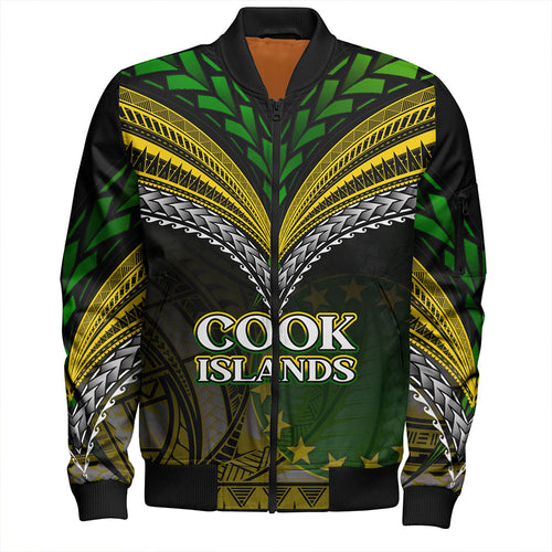 Cook Islands Bomber Jacket Flag Color With Traditional Patterns