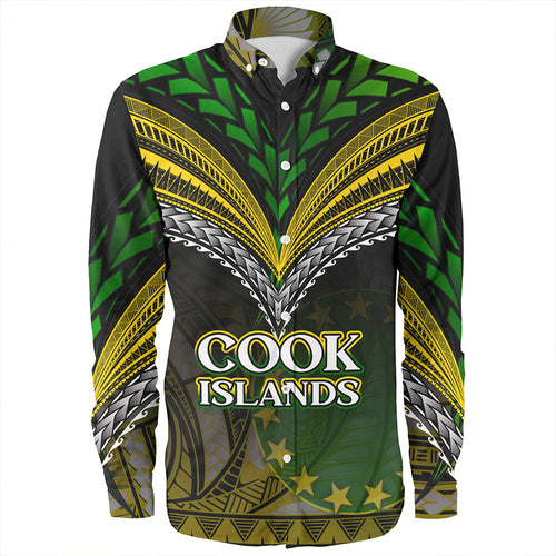 Cook Islands Long Sleeve Shirt Flag Color With Traditional Patterns