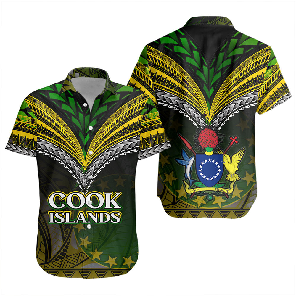 Cook Islands Short Sleeve Shirt Flag Color With Traditional Patterns