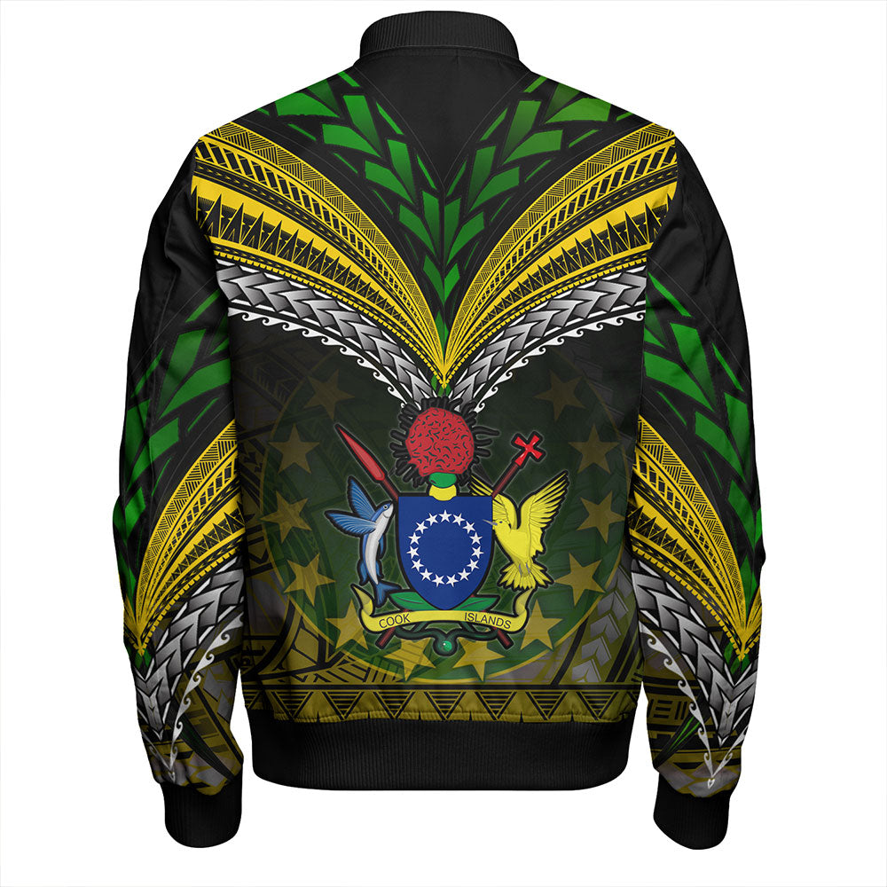Cook Islands Bomber Jacket Flag Color With Traditional Patterns
