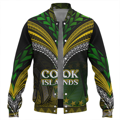 Cook Islands Baseball Jacket Flag Color With Traditional Patterns