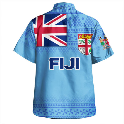 Fiji Hawaiian Shirt - Flag Color With Traditional Patterns