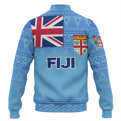 Fiji Baseball Jacket - Flag Color With Traditional Patterns