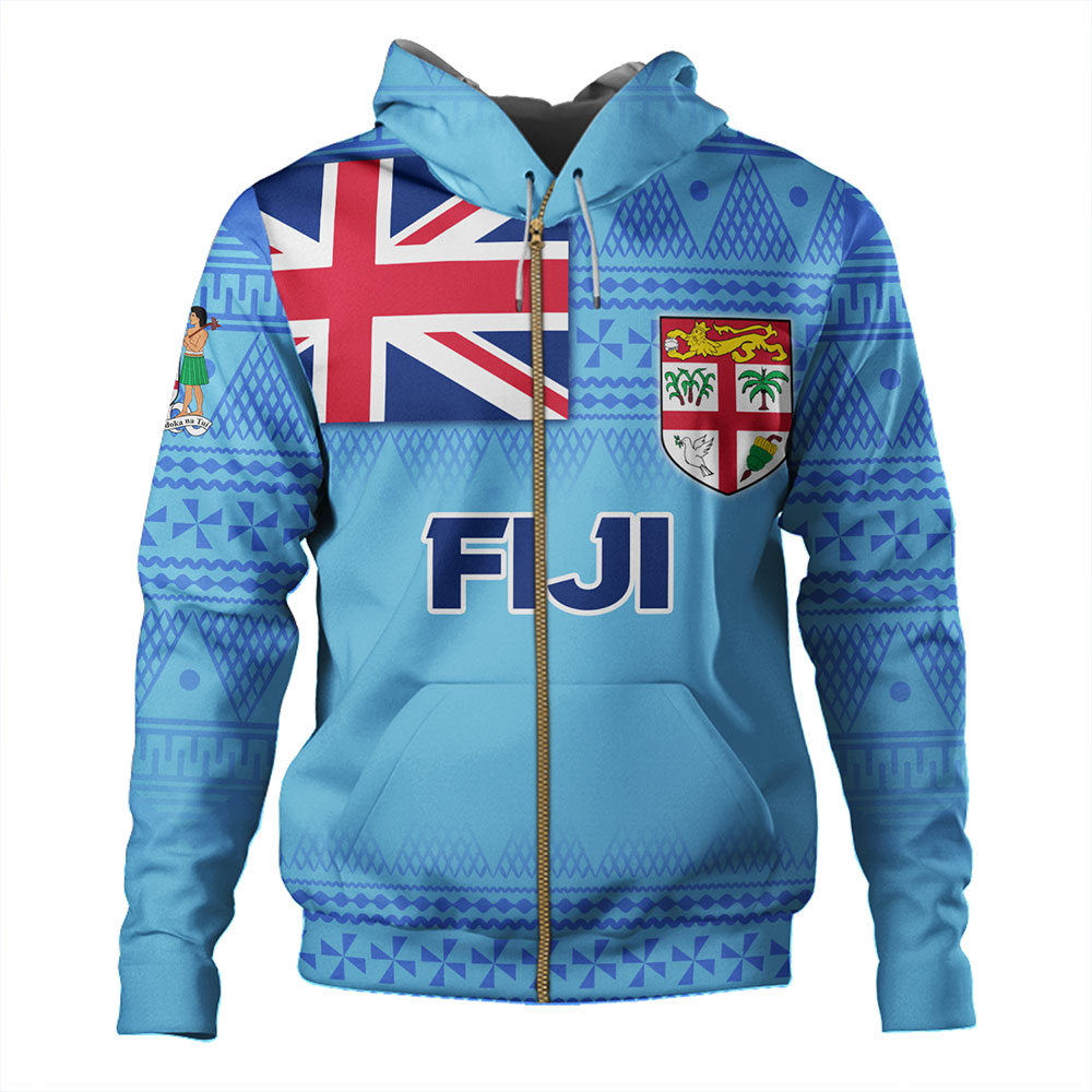 Fiji Hoodie - Flag Color With Traditional Patterns
