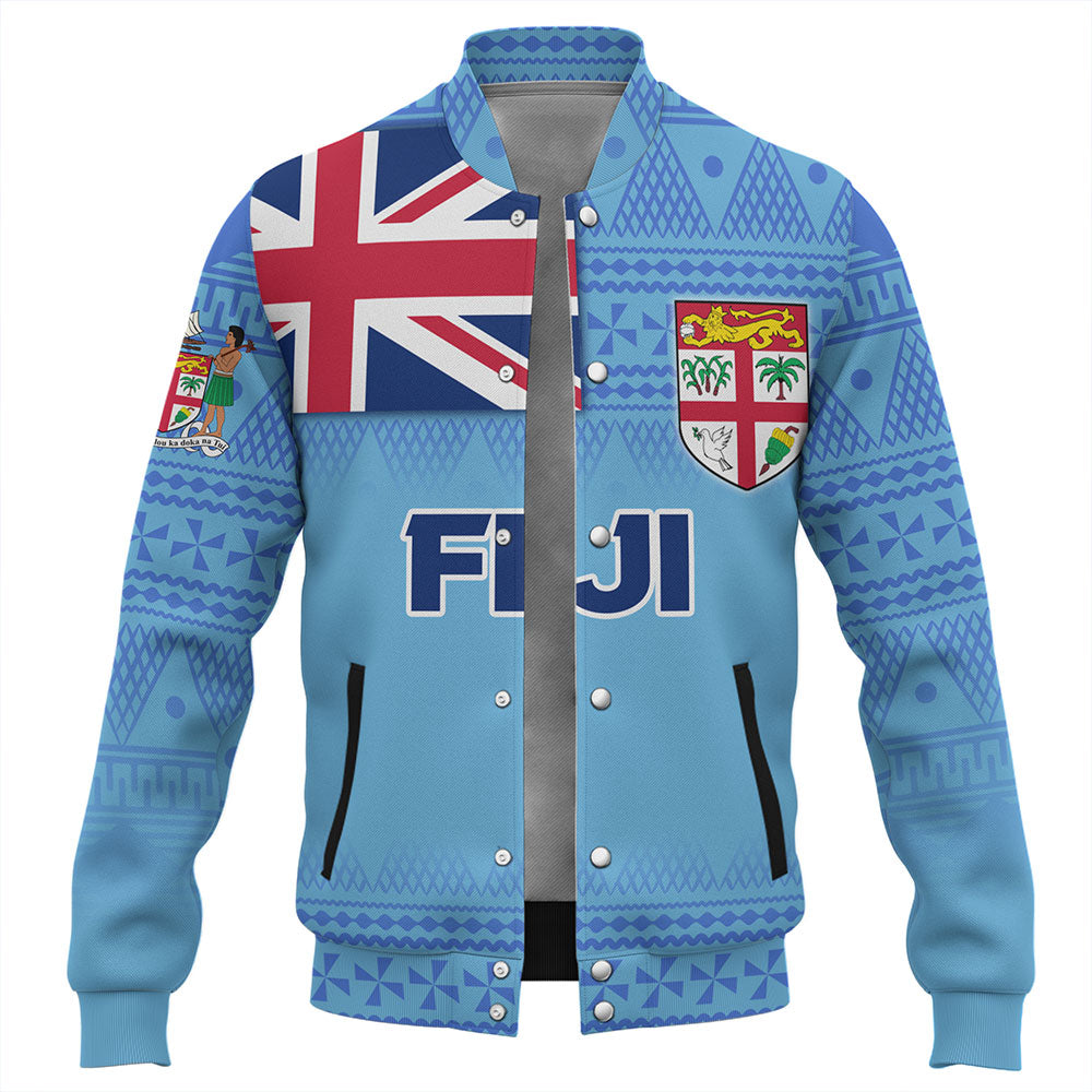 Fiji Baseball Jacket - Flag Color With Traditional Patterns