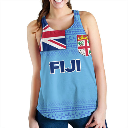 Fiji Women Tank - Flag Color With Traditional Patterns