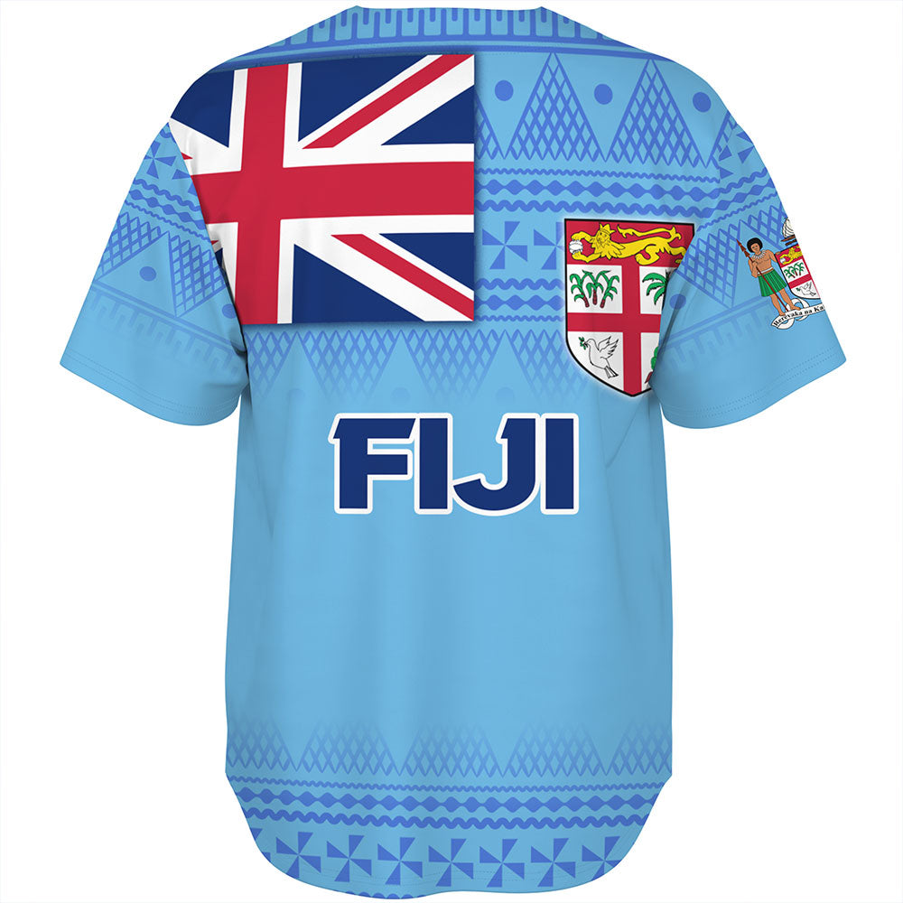Fiji Baseball Shirt - Flag Color With Traditional Patterns