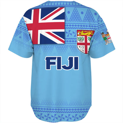 Fiji Baseball Shirt - Flag Color With Traditional Patterns