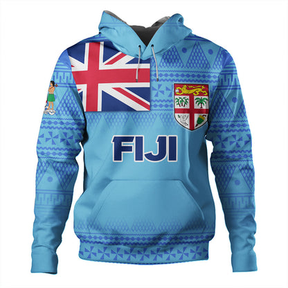 Fiji Hoodie - Flag Color With Traditional Patterns