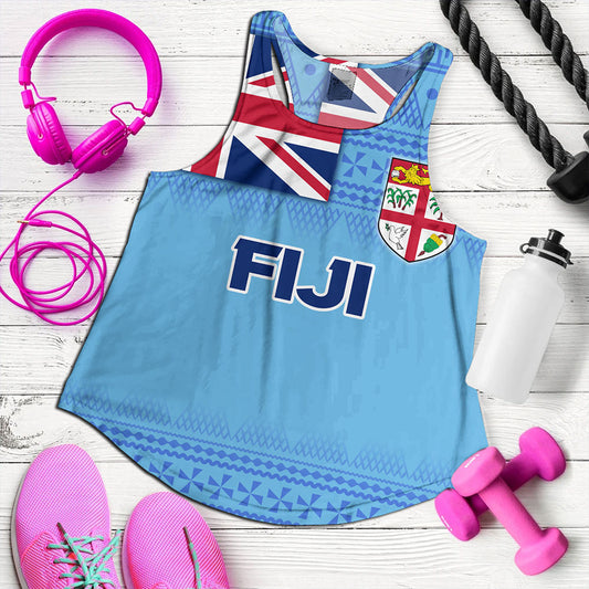 Fiji Women Tank - Flag Color With Traditional Patterns