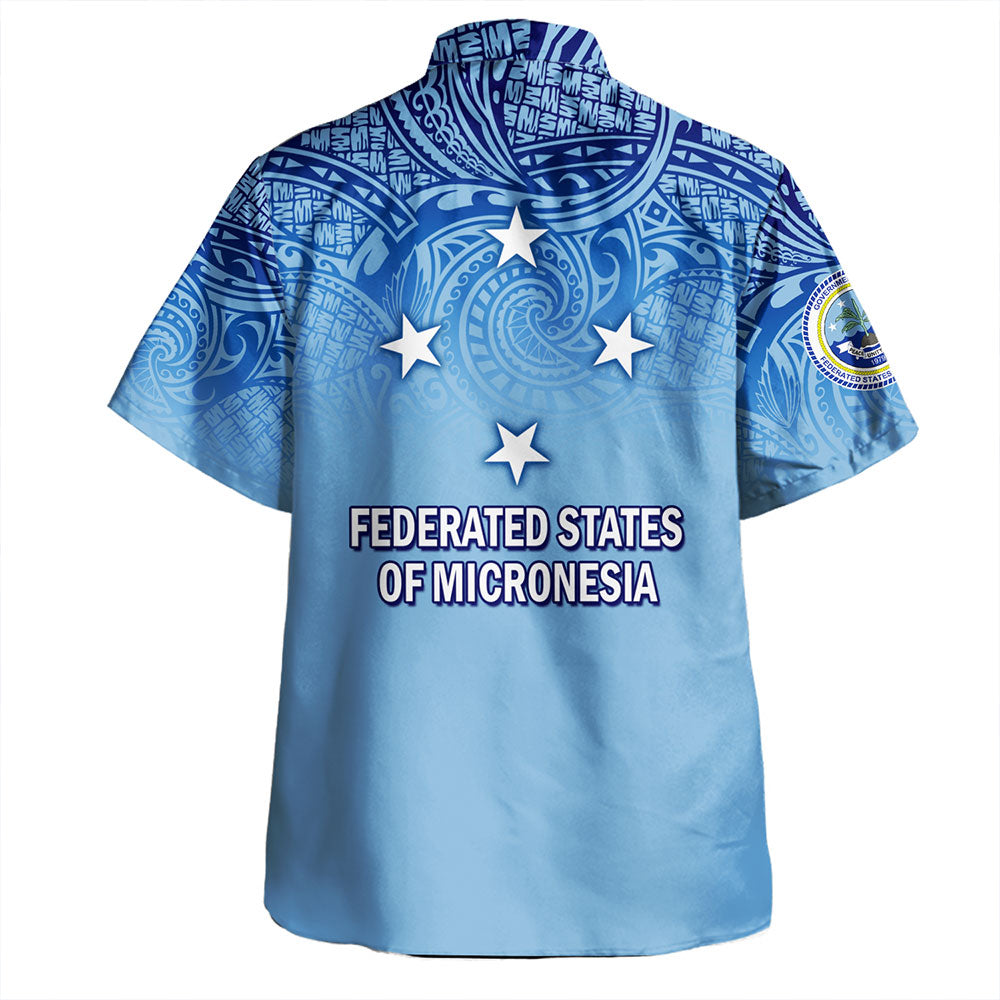 Federated States Of Micronesia Hawaiian Shirt - Flag Color With Traditional Patterns
