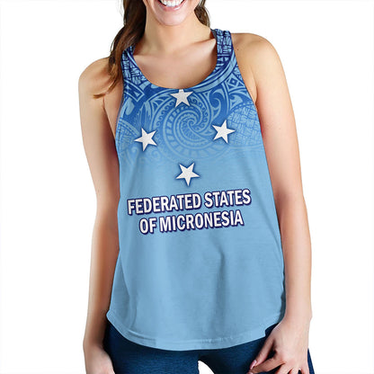 Federated States Of Micronesia Women Tank - Flag Color With Traditional Patterns