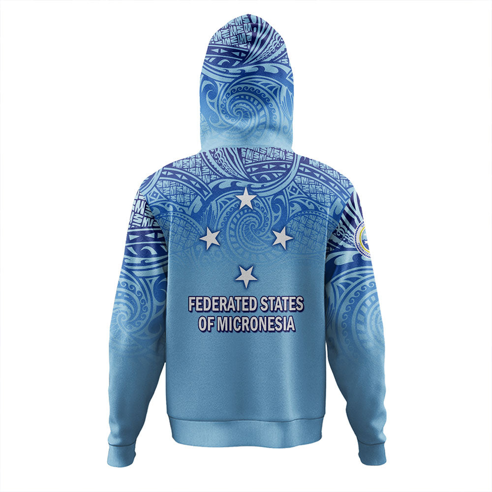 Federated States Of Micronesia Hoodie - Flag Color With Traditional Patterns