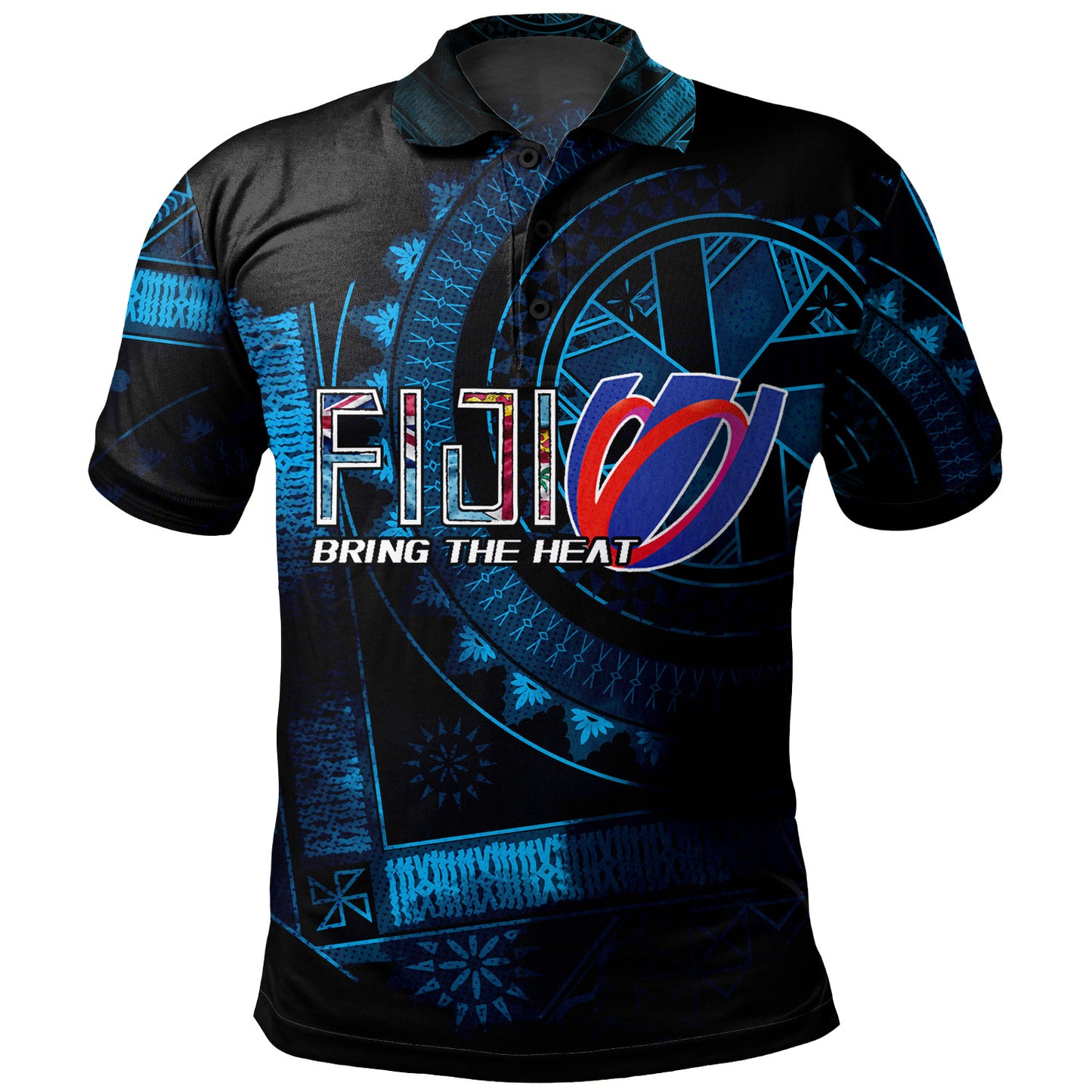 Fiji Custom Personalised Polo Shirt Bring The Heat Rugby Cup