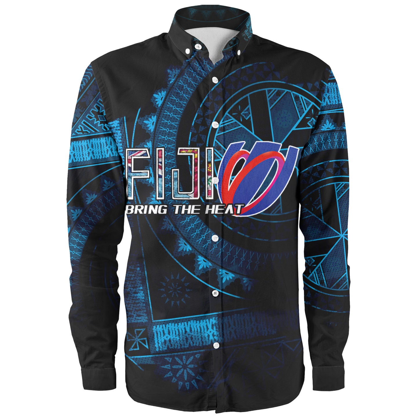 Fiji Custom Personalised Long Sleeve Shirt Bring The Heat Rugby Cup
