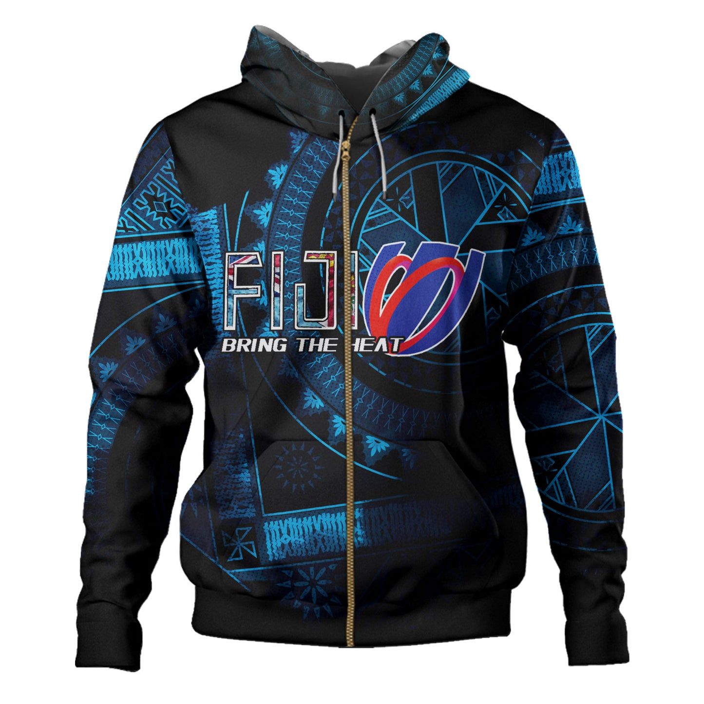 Fiji Custom Personalised Hoodie Bring The Heat Rugby Cup