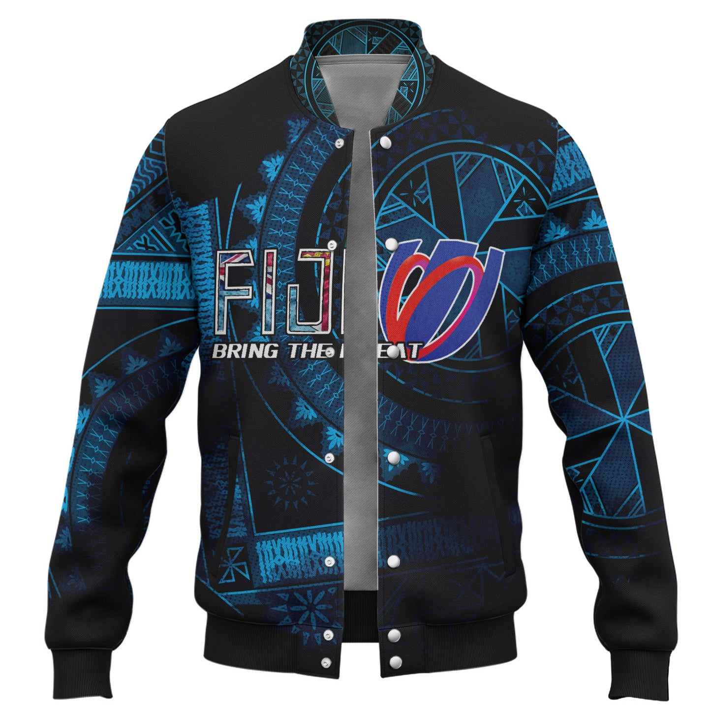 Fiji Custom Personalised Baseball Jacket Bring The Heat Rugby Cup