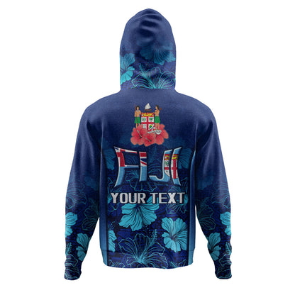 Fiji Custom Personalised Hoodie Fijian Traditional Patterns Hibiscus Flowers