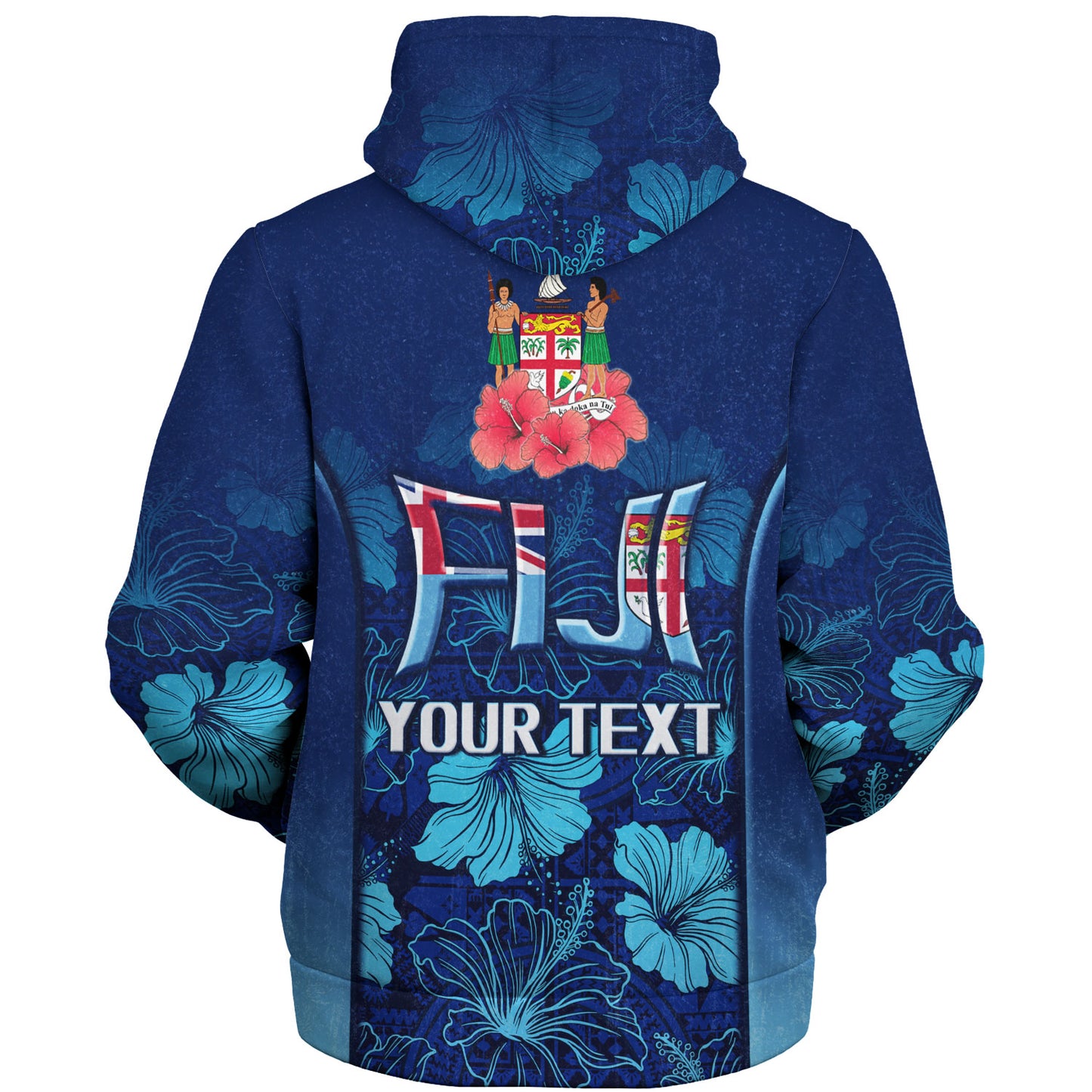 Fiji Custom Personalised Sherpa Hoodie Fijian Traditional Patterns Hibiscus Flowers