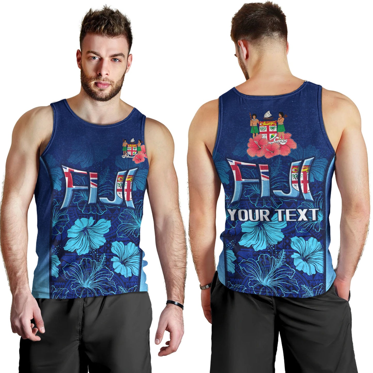 Fiji Custom Personalised Tank Top Fijian Traditional Patterns Hibiscus Flowers