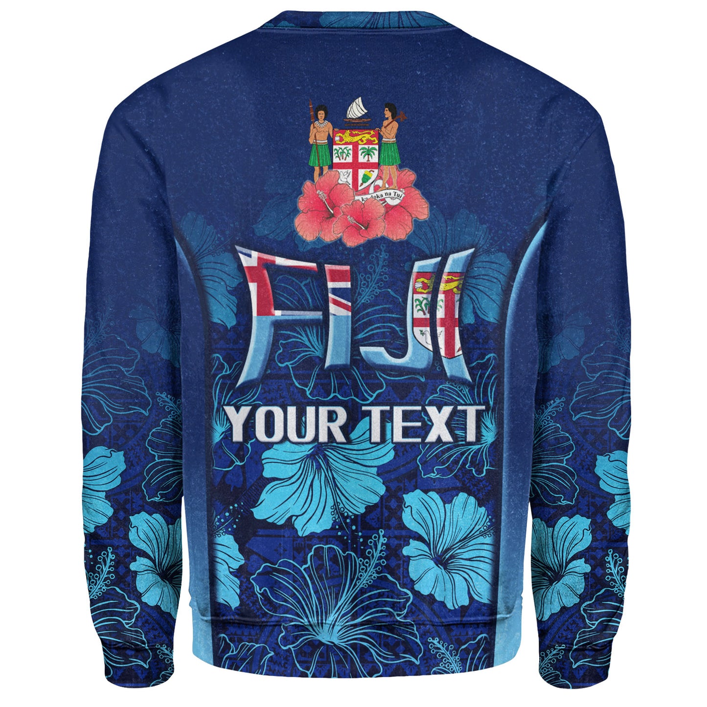 Fiji Custom Personalised Sweatshirt Fijian Traditional Patterns Hibiscus Flowers