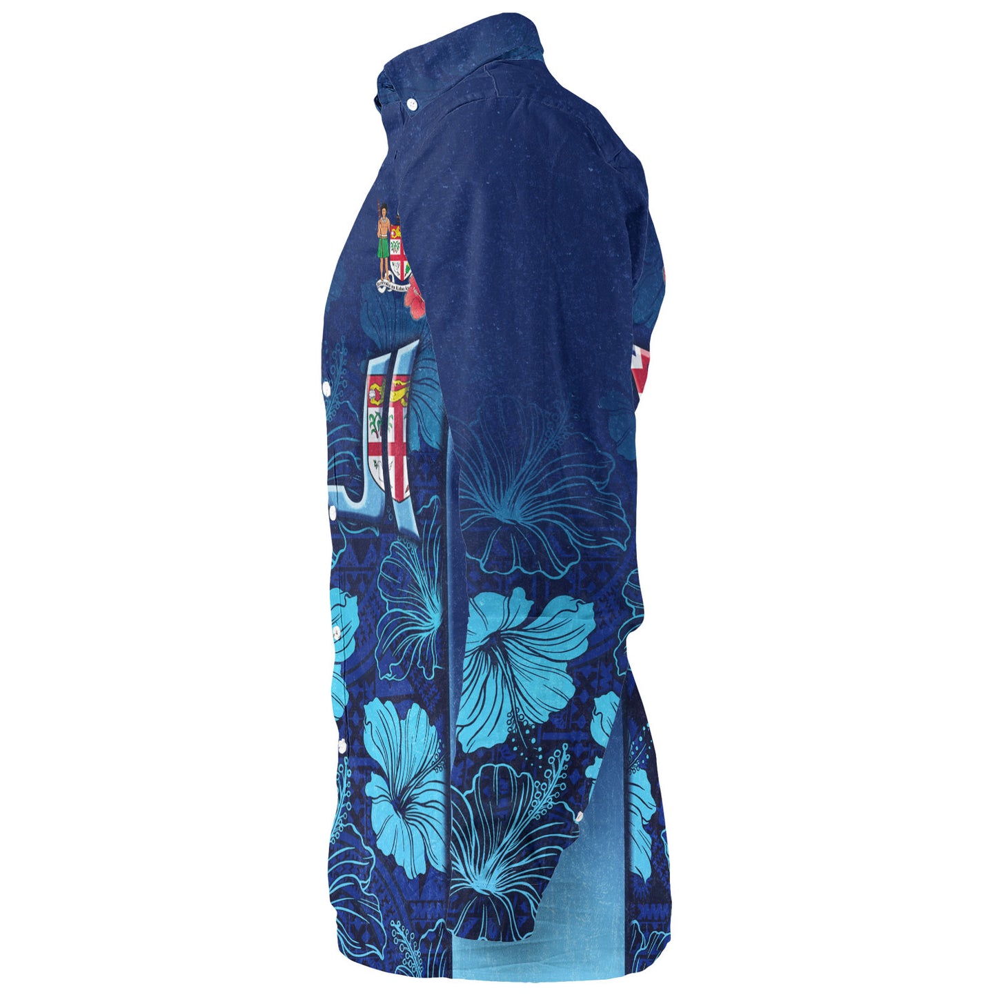 Fiji Custom Personalised Long Sleeve Shirt Fijian Traditional Patterns Hibiscus Flowers
