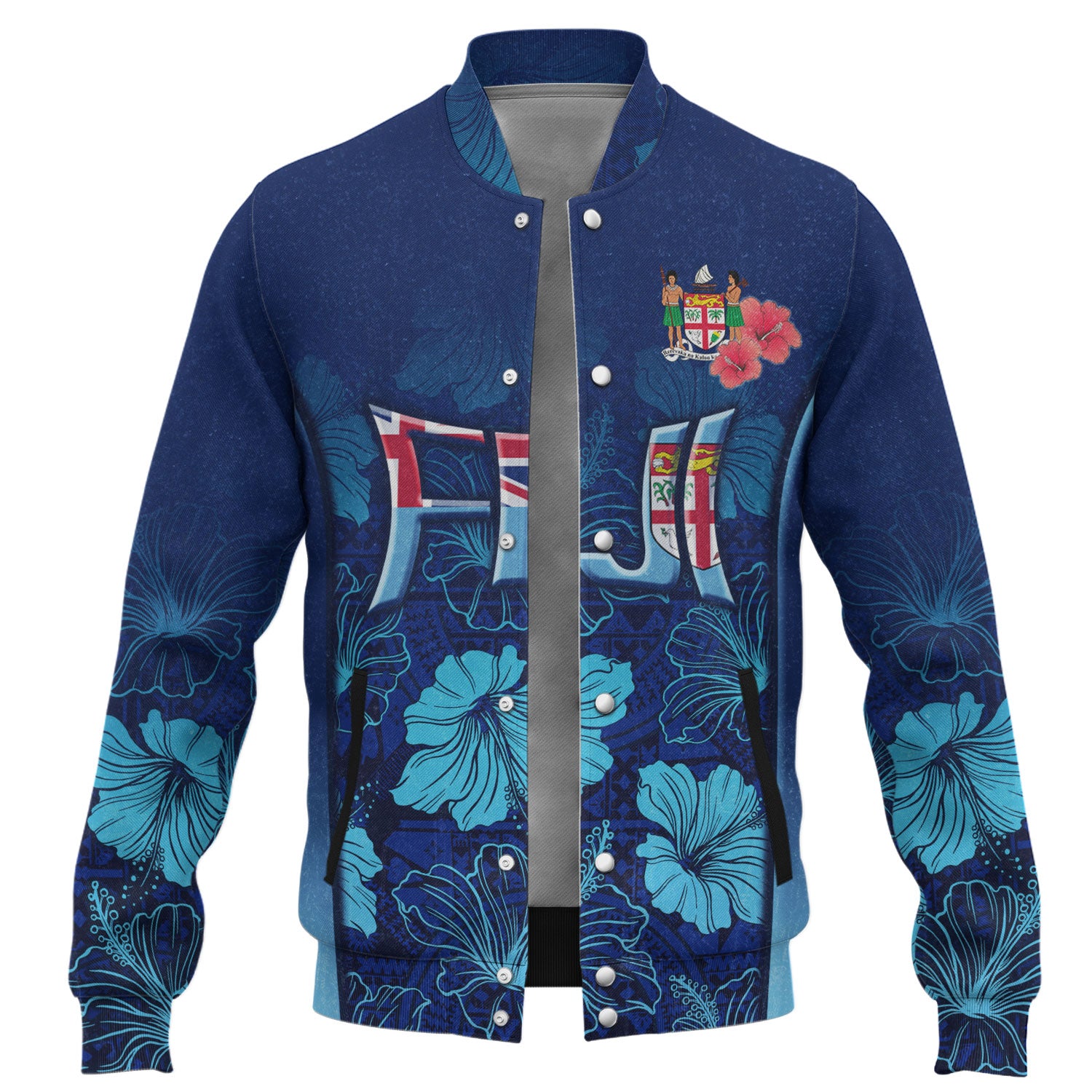 Fiji Custom Personalised Baseball Shirt Fijian Traditional Patterns Hibiscus Flowers