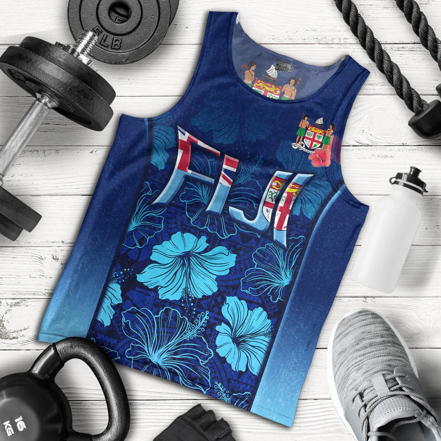 Fiji Custom Personalised Tank Top Fijian Traditional Patterns Hibiscus Flowers