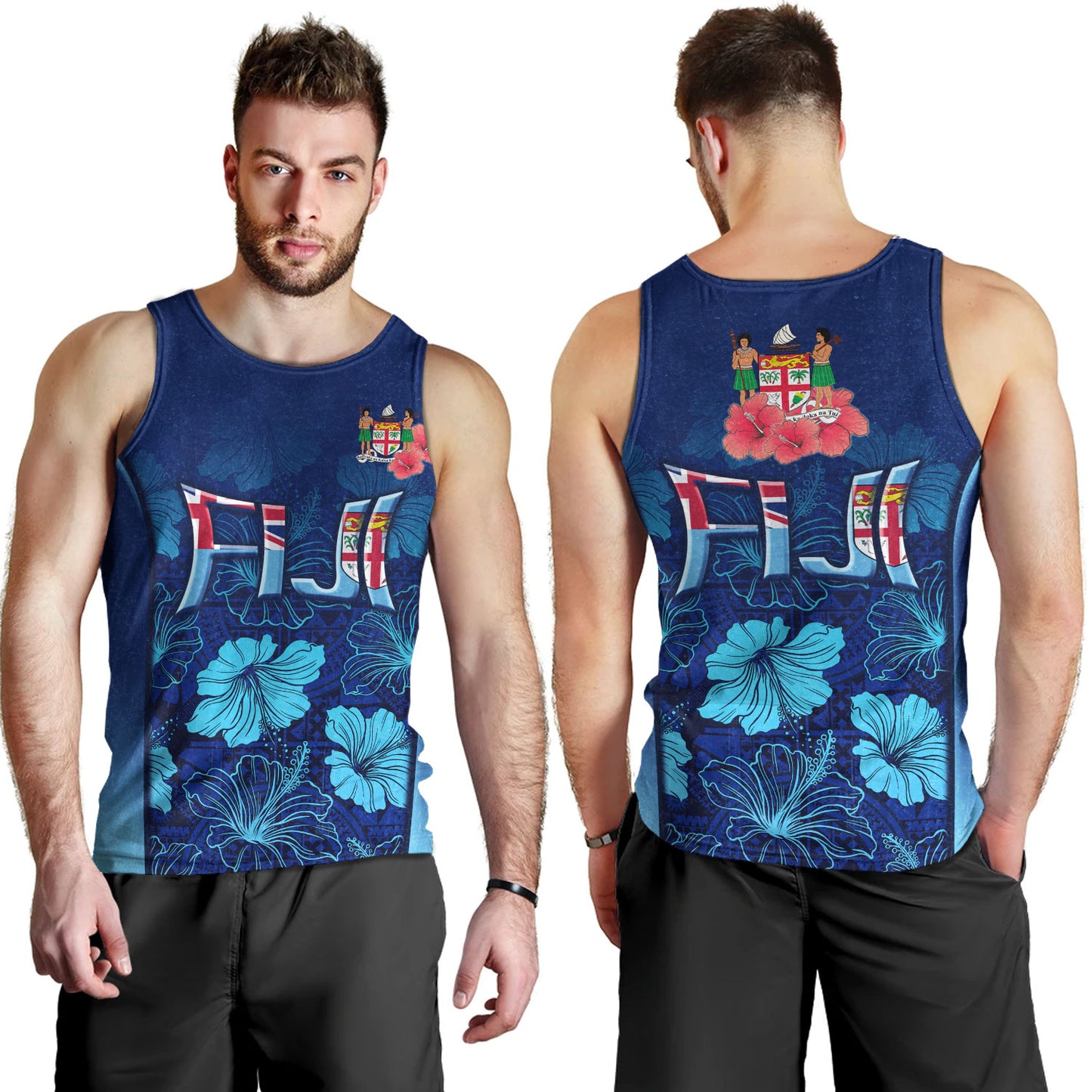 Fiji Custom Personalised Tank Top Fijian Traditional Patterns Hibiscus Flowers