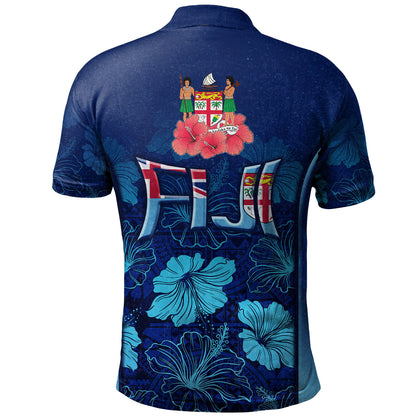 Fiji Polo Shirt Fijian Traditional Patterns Hibiscus Flowers