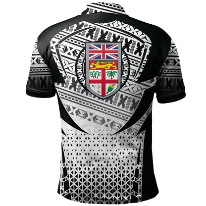 Fiji Polo Shirt Flying Fijians Rugby Cup (Black-White Ver)