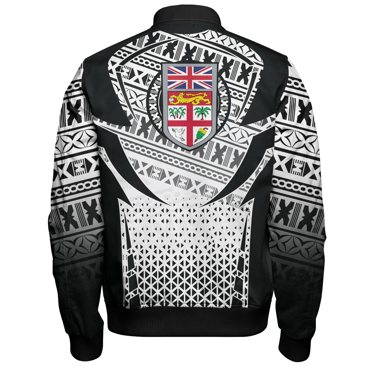 Fiji Bomber Jacket Flying Fijians Rugby Cup (Black-White Ver)