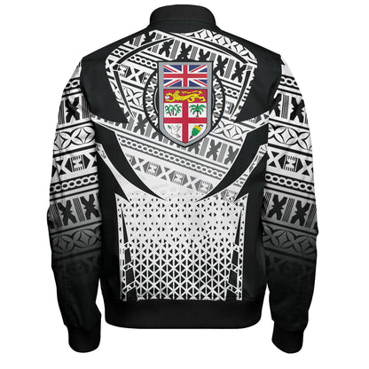 Fiji Bomber Jacket Flying Fijians Rugby Cup (Black-White Ver)