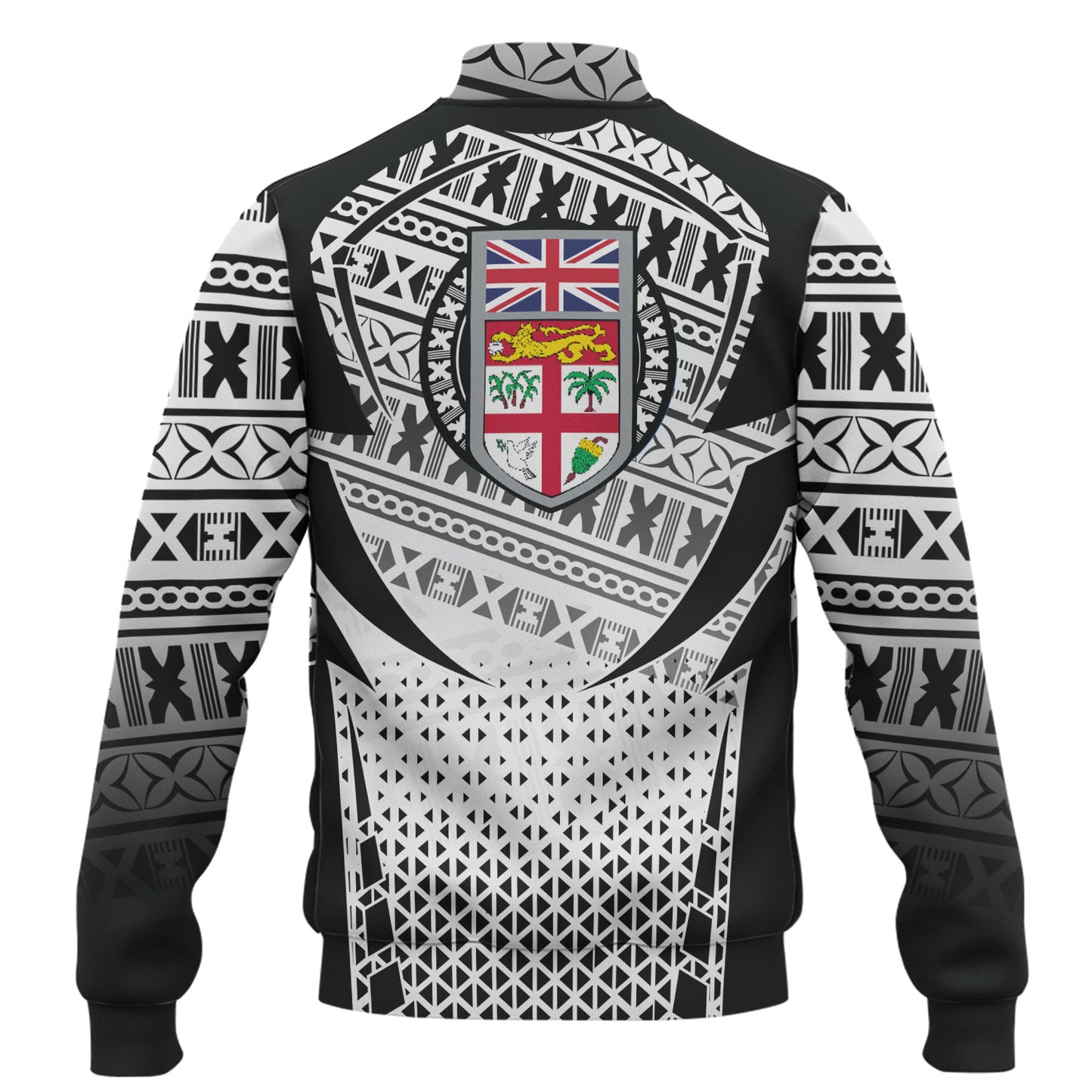 Fiji Baseball Jacket Flying Fijians Rugby Cup (Black-White Ver)