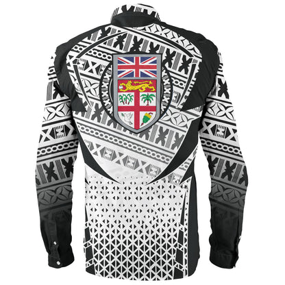 Fiji Long Sleeve Shirt Flying Fijians Rugby Cup (Black-White Ver)