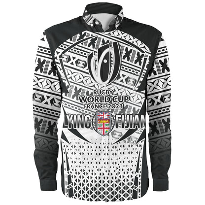 Fiji Long Sleeve Shirt Flying Fijians Rugby Cup (Black-White Ver)