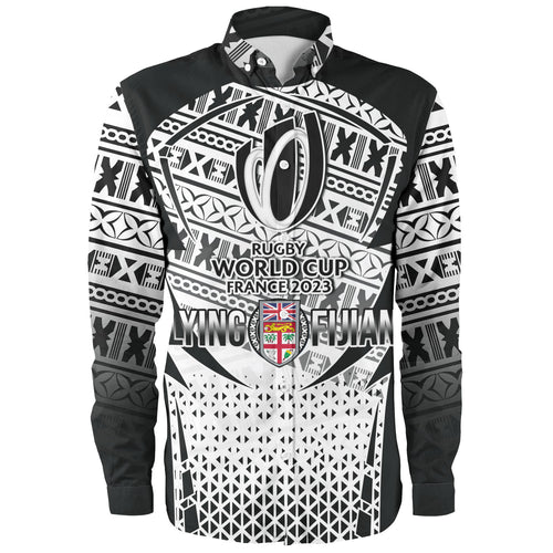 Fiji Long Sleeve Shirt Flying Fijians Rugby Cup (Black-White Ver)