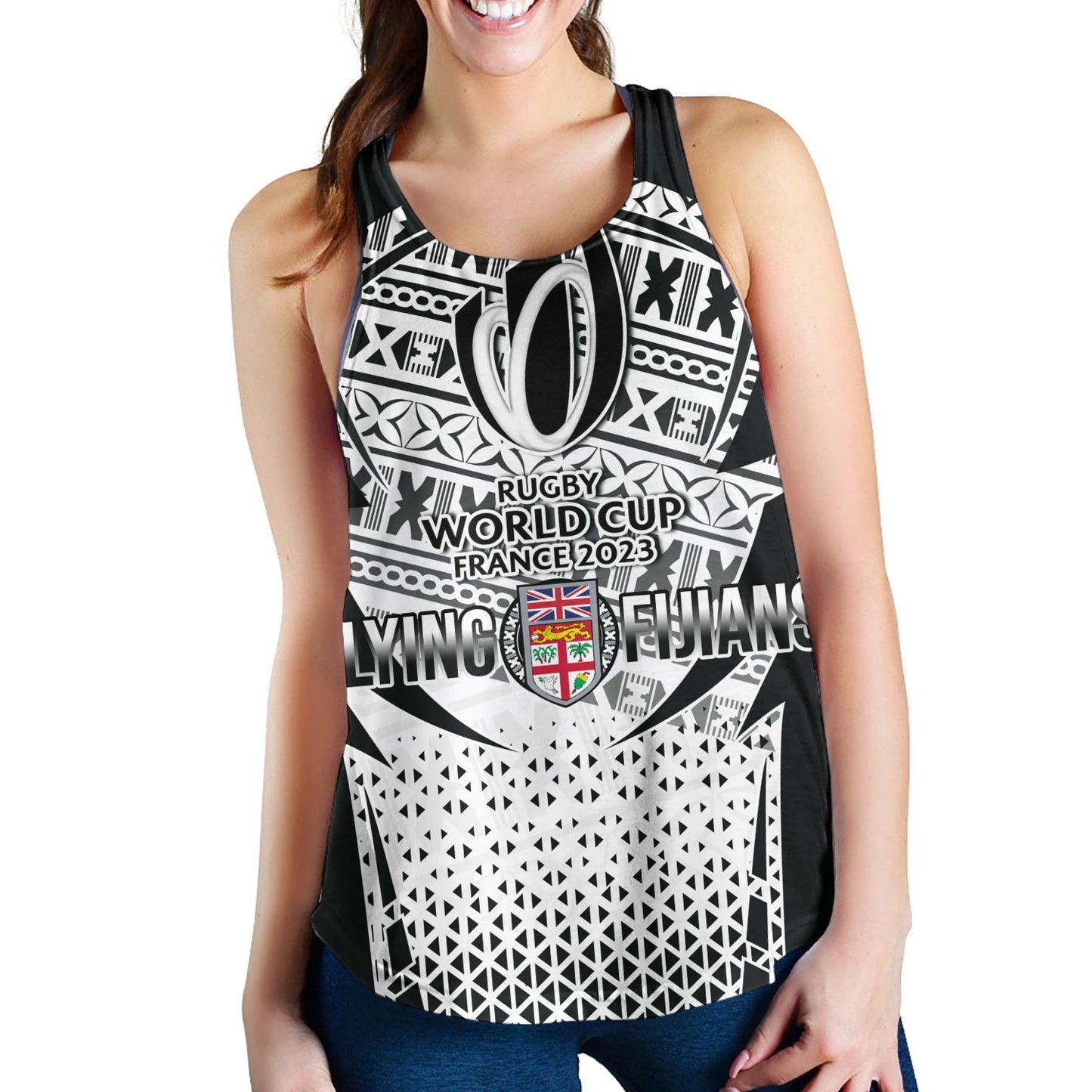 Fiji Women Tank Flying Fijians Rugby Cup (Black-White Ver)
