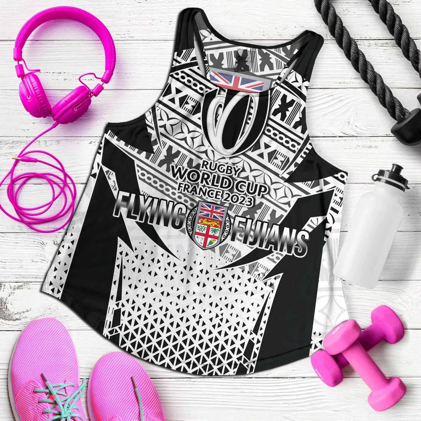 Fiji Women Tank Flying Fijians Rugby Cup (Black-White Ver)