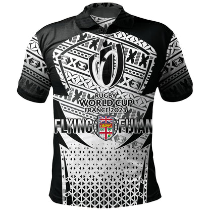 Fiji Polo Shirt Flying Fijians Rugby Cup (Black-White Ver)