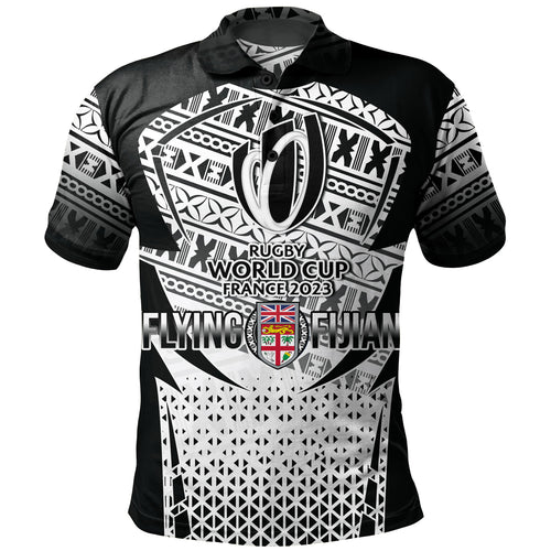 Fiji Polo Shirt Flying Fijians Rugby Cup (Black-White Ver)