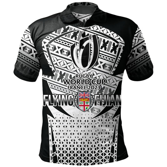 Fiji Polo Shirt Flying Fijians Rugby Cup (Black-White Ver)