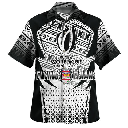 Fiji Hawaiian Shirt Flying Fijians Rugby Cup (Black-White Ver)