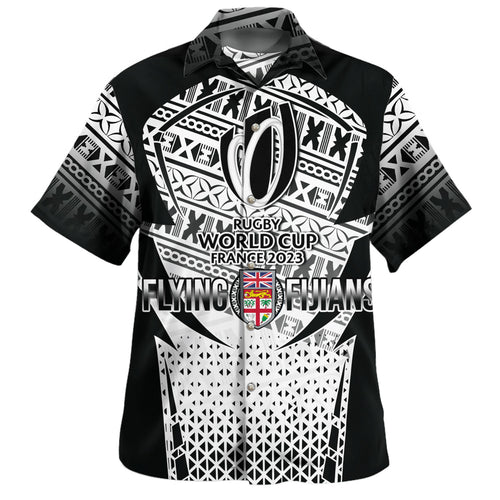 Fiji Hawaiian Shirt Flying Fijians Rugby Cup (Black-White Ver)