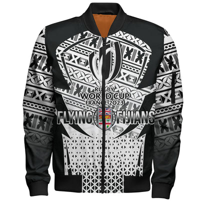 Fiji Bomber Jacket Flying Fijians Rugby Cup (Black-White Ver)