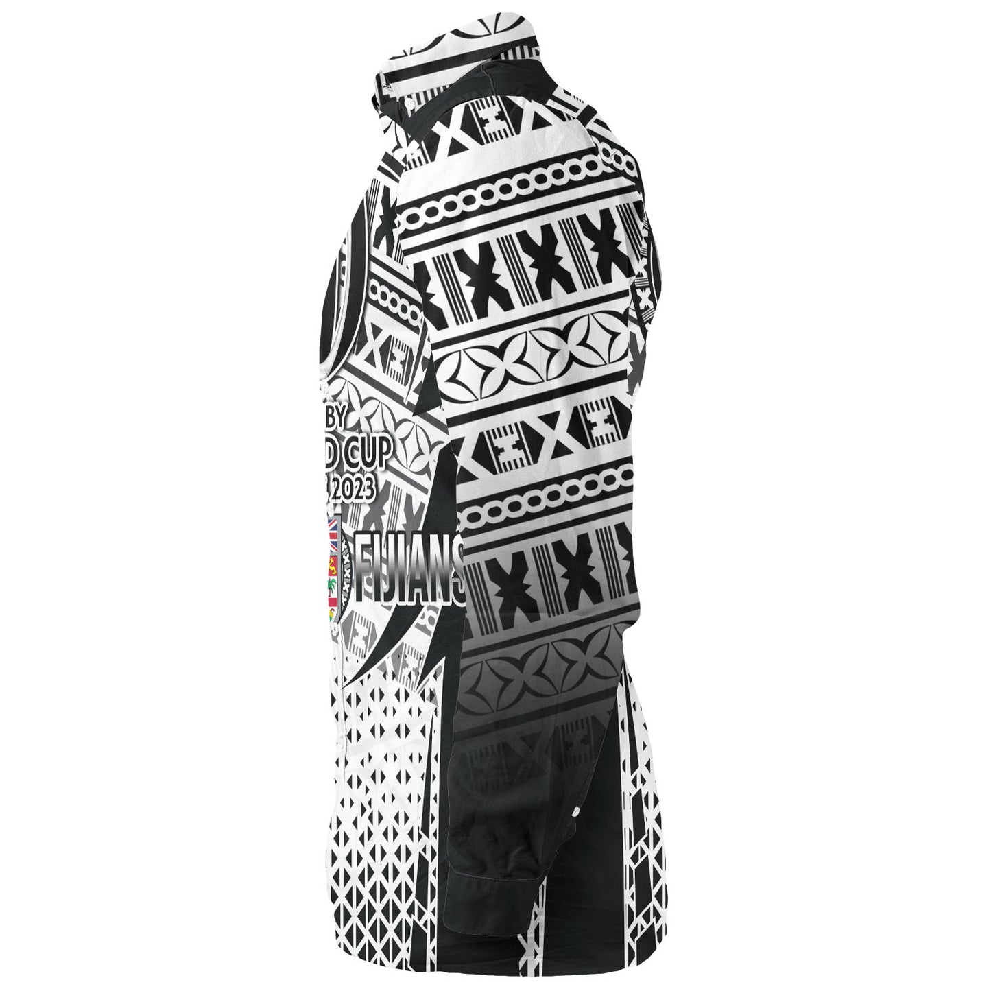 Fiji Long Sleeve Shirt Flying Fijians Rugby Cup (Black-White Ver)