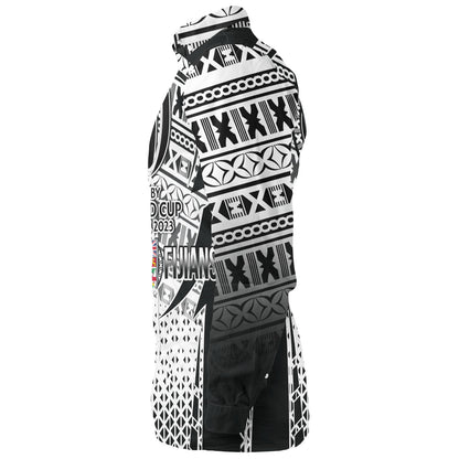 Fiji Long Sleeve Shirt Flying Fijians Rugby Cup (Black-White Ver)