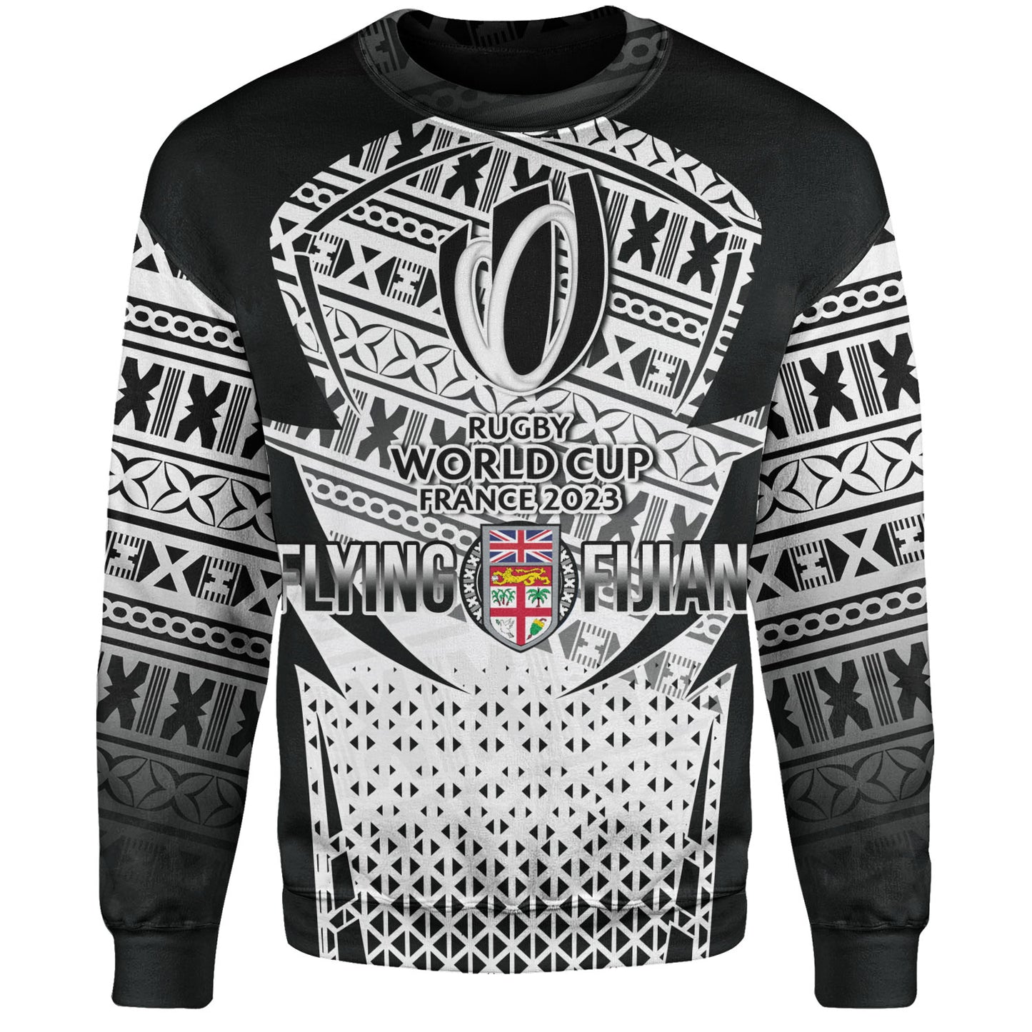 Fiji Sweatshirt Flying Fijians Rugby Cup (Black-White Ver)